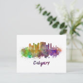水彩画のカルガリーV2スカイライン ポストカード (スタンド正面)