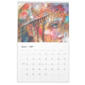 水彩画のカレンダーのPMACarlsonの美しい女性 カレンダー (3月 2027)