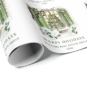 水彩画のカントリー調の家のクリスマス ラッピングペーパー (ロールコーナー)