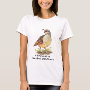 水彩画のカンムリウズラの州鳥 Tシャツ