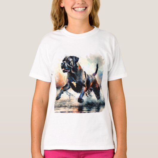 水彩画のカーネ・コルソの犬 Tシャツ (正面)