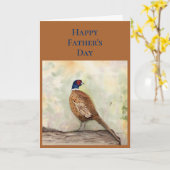 水彩画のキジの父の日カード カード (黄色い花)