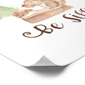 水彩画のキツネと木の森で遊ぼうベビー ポスター (角)