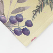 水彩画のキツネの冬の果実の金ゴールド フリースブランケット (角)