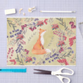 水彩画のキツネの冬の果実の金ゴールド 薄葉紙 (クラフト)