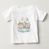 水彩画のキュートなサファリ動物Tシャツ ベビーTシャツ (正面)