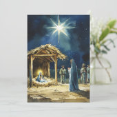 水彩画のキリストの降誕シーン | 中が空白 シーズンカード (スタンド正面)