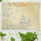 水彩画のキリンの蝶および花 キッチンタオル (折り畳み)