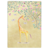 水彩画のキリンの蝶および花 クリップボード (裏面)