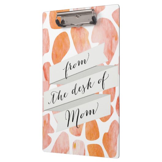 水彩画のキリンパターンオレンジモモの珊瑚 クリップボード (左)