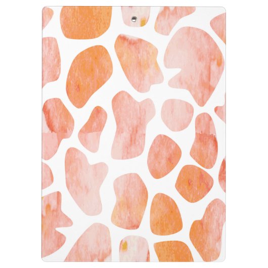 水彩画のキリンパターンオレンジモモの珊瑚 クリップボード (裏面)
