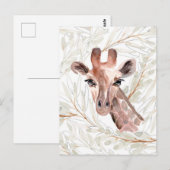 水彩画のキリン ポストカード (正面/裏面)
