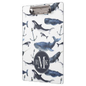 水彩画のクジラ及びいかりパターン クリップボード (左)