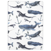 水彩画のクジラ及びいかりパターン クリップボード (裏面)
