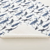 水彩画のクジラ及びいかりパターン シェルパブランケット (3/4)