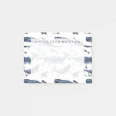 水彩画のクジラ及びいかりパターン ポストイット (正面)