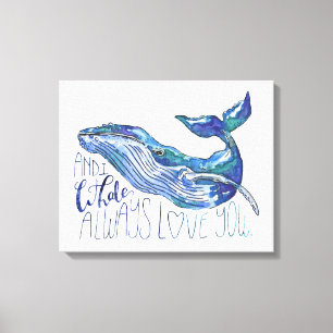 水彩画のクジラ-常のIのクジラ愛 キャンバスプリント