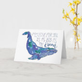 水彩画のクジラ-海大きい愛 カード (黄色い花)