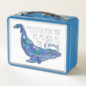 水彩画のクジラ-海大きい愛 メタルランチボックス (裏面)