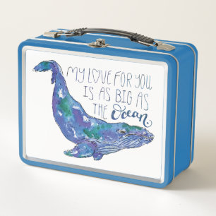 水彩画のクジラ-海大きい愛 メタルランチボックス