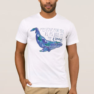 水彩画のクジラ-海大きい愛 Tシャツ