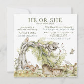 水彩画のクマさん性別発表 招待状 (正面)