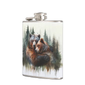 水彩画のクマと木々　素朴な荒野 フラスク (左)