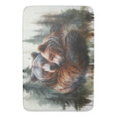 水彩画のクマと木の素朴な荒野 バスマット (正面縦)