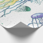 水彩画のクラゲの包装紙 ラッピングペーパー (角)