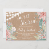 水彩画のクラフトの花のひもは菓子16をつけます 招待状 (正面)