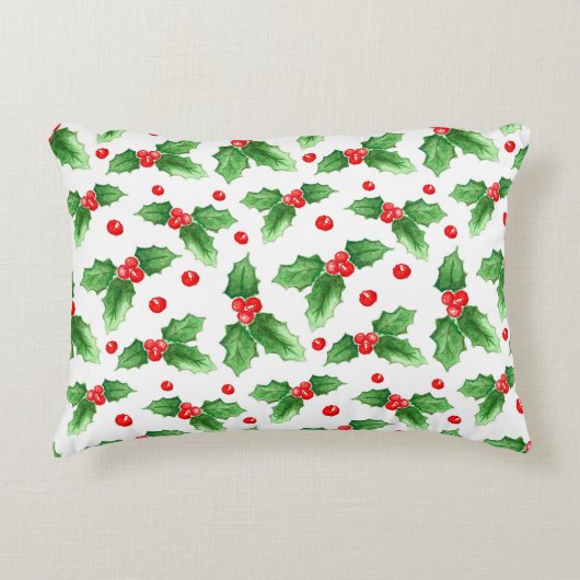 水彩画のクリスマスおよび新年の装飾 アクセントクッション (正面)
