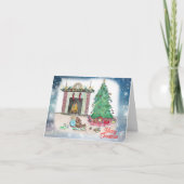 水彩画のクリスマスの朝の喜び シーズンカード (正面)