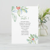 水彩画のクリスマスの緑の草木の座席の計画 招待状 (スタンド正面)