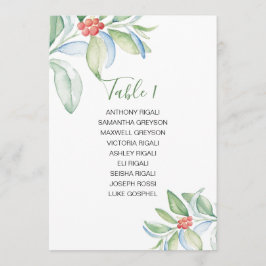 水彩画のクリスマスの緑の草木の座席の計画 招待状