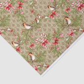 水彩画のクリスマスの鳥のマツ枝ヒイラギ 薄葉紙 (詳細)