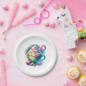 水彩画のクリスマスカップのホットココア ペーパープレート (パーティー)