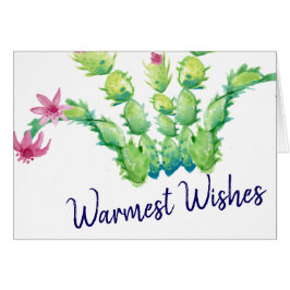 水彩画のクリスマスサボテンの幸せな休日のブランク