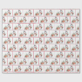 水彩画のクリスマススノーマン - 雪の結晶 ラッピングペーパー (フラット)