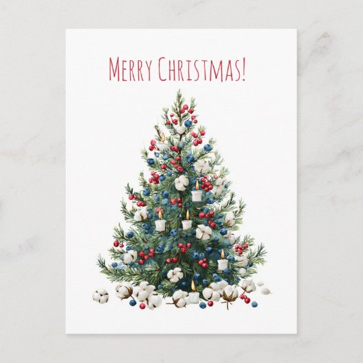 水彩画のクリスマスツリーのホリデーカード, ホリデーカード シーズンポストカード (正面)