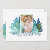 水彩画のクリスマスツリーの休日の写真 シーズンカード (正面/裏面)