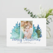 水彩画のクリスマスツリーの休日の写真 シーズンカード (スタンド正面)