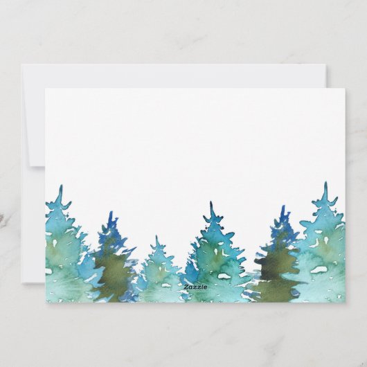 水彩画のクリスマスツリーの休日の写真 シーズンカード (裏面)