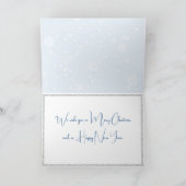 水彩画のクリスマスツリーの枝にいるフクロウ シーズンカード (内部)