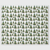 水彩画のクリスマスツリーの雪の結晶の描画 ラッピングペーパー (フラット)