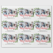 水彩画のクリスマスツリー 3枚の写真のコラージュ ラッピングペーパー (フラット)