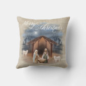 水彩画のクリスマスプレゼント 楽しいクリスマス クッション (裏面)