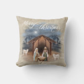 水彩画のクリスマスプレゼント 楽しいクリスマス クッション (正面)