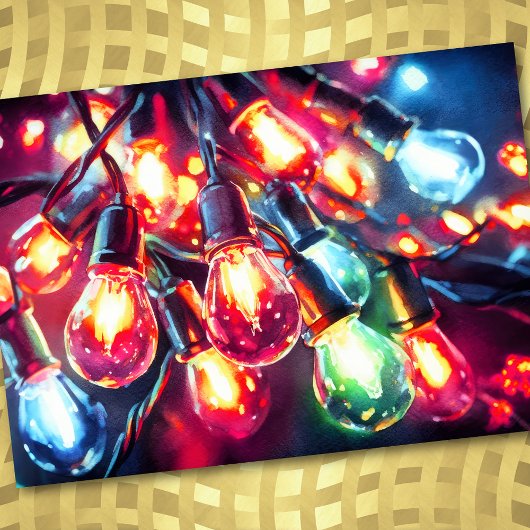 水彩画のクリスマスホリデーイルミネーション シーズンカード