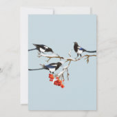 水彩画のクリスマスホーリーマギーの鳥の自然アート カード (裏面)
