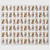 水彩画のクリスマス犬たち（白背景） ラッピングペーパー (フラット)